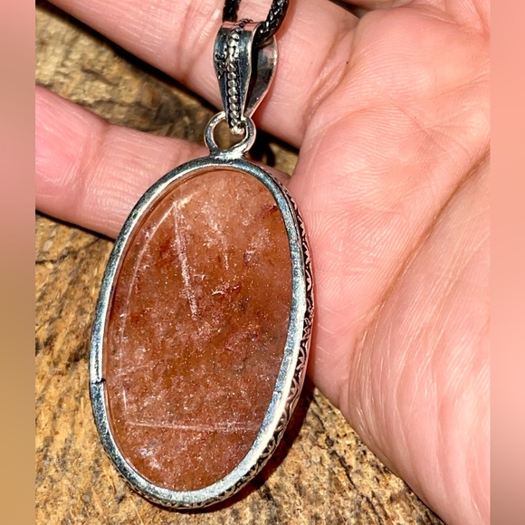 Translucent Red Aventurine Quartz Pendant 2 1/4” - Picture 6 of 12